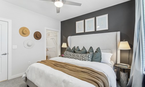 bedroom with a bed and nightstand 